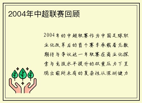 2004年中超联赛回顾